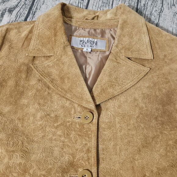 Wilson's Leather Maxima Women's Suede Caramel jacket Size L - Picture 6 of 15